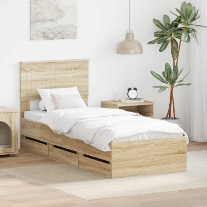 Bedframe met lade Sonoma Eiken 75 x 190 cm Ingenieurshout
