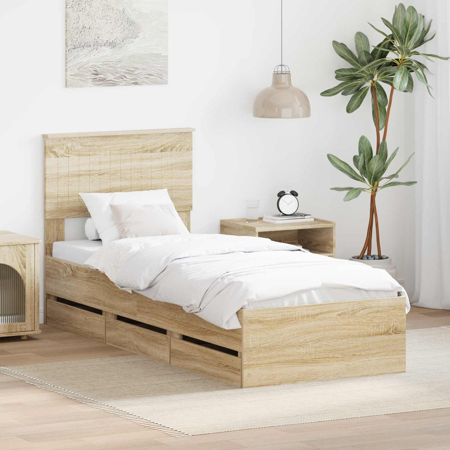 Bedframe met lade Sonoma Eiken 75 x 190 cm Ingenieurshout