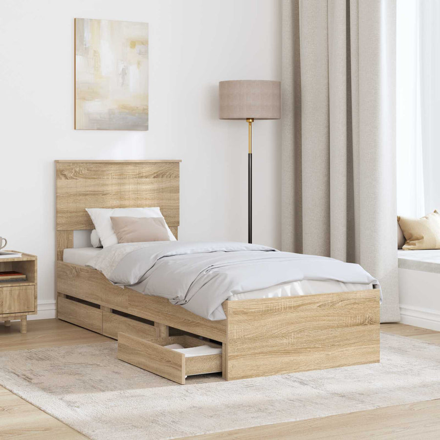 Bedframe met lade Sonoma Eiken 75 x 190 cm Ingenieurshout