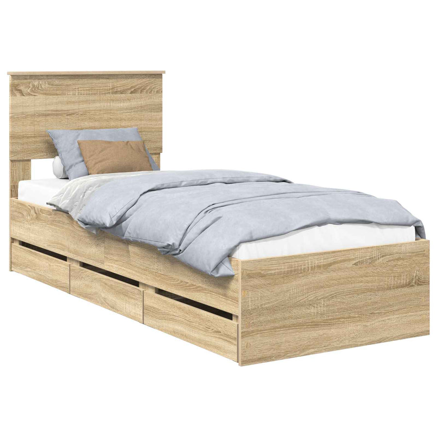 Bedframe met lade Sonoma Eiken 75 x 190 cm Ingenieurshout