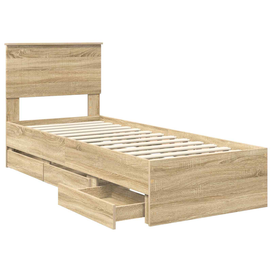 Bedframe met lade Sonoma Eiken 75 x 190 cm Ingenieurshout