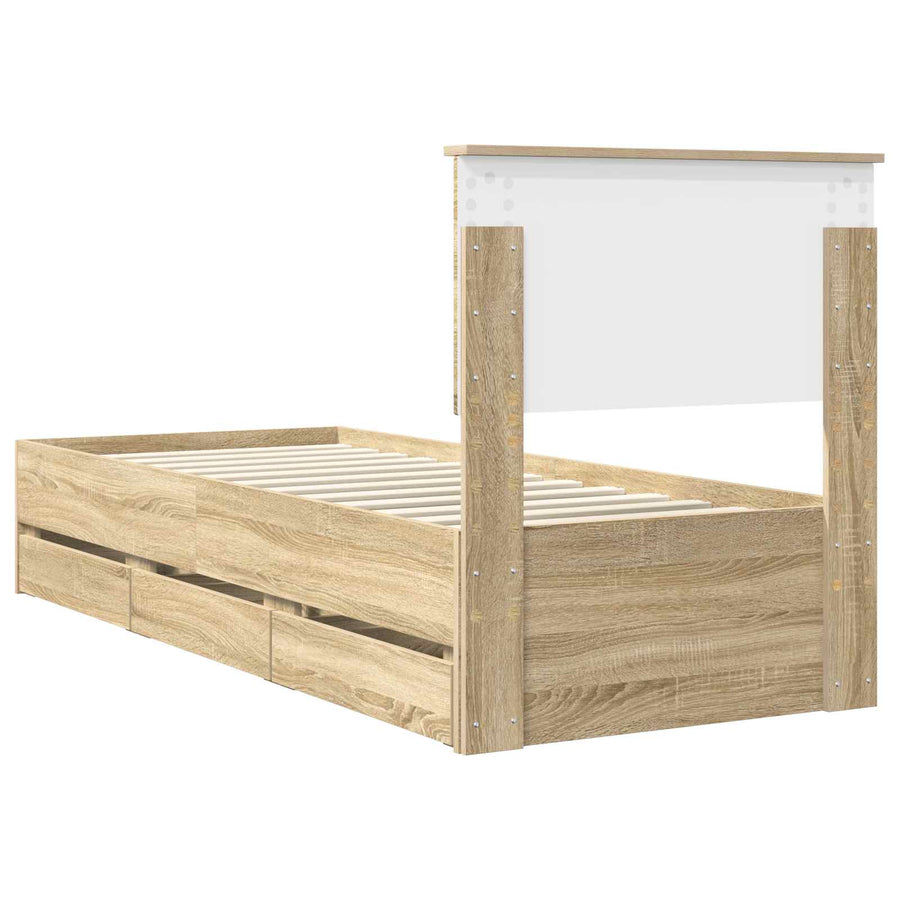 Bedframe met lade Sonoma Eiken 75 x 190 cm Ingenieurshout