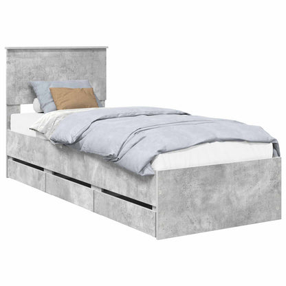 Bedframe met lade Beton Grijs 75 x 190 cm Ingenieurshout