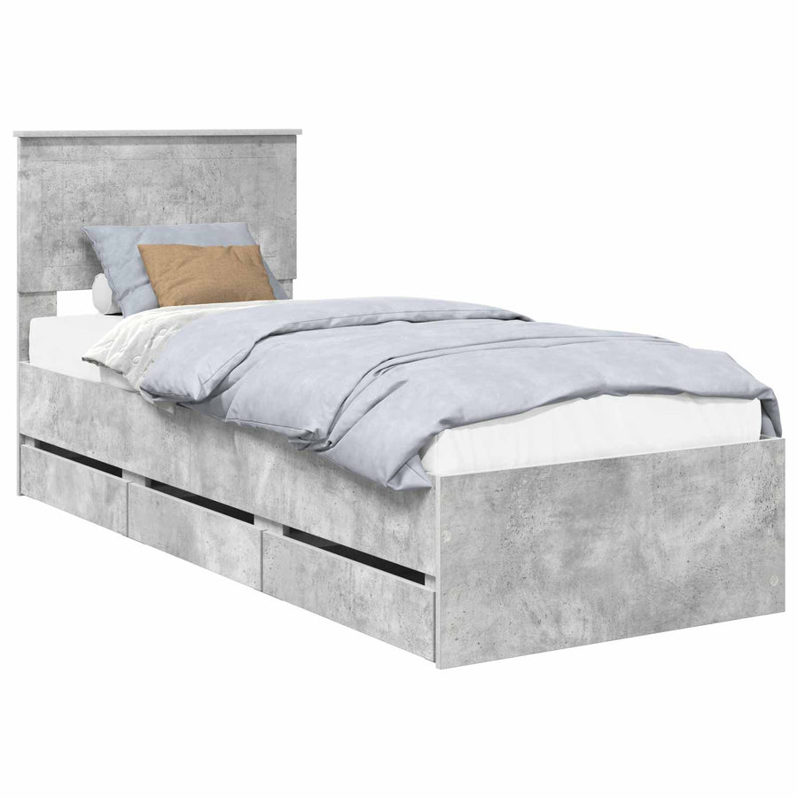 Bedframe met lade Beton Grijs 75 x 190 cm Ingenieurshout