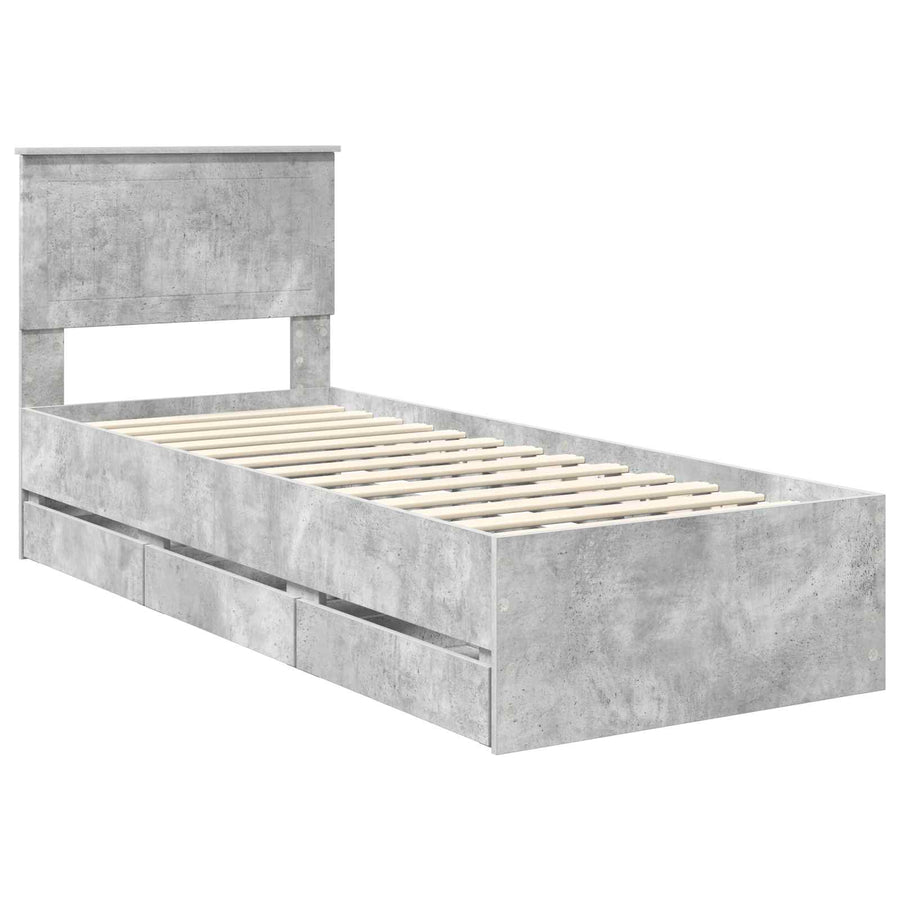 Bedframe met lade Beton Grijs 75 x 190 cm Ingenieurshout
