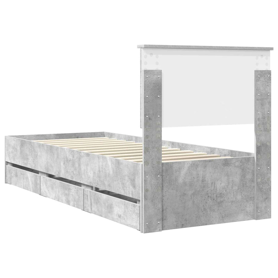 Bedframe met lade Beton Grijs 75 x 190 cm Ingenieurshout