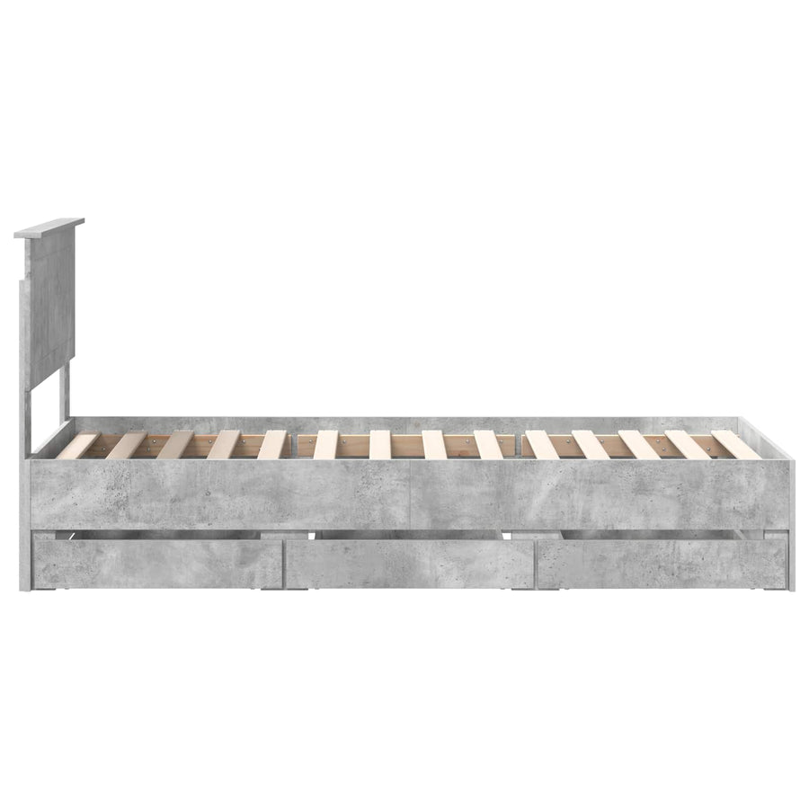 Bedframe met lade Beton Grijs 75 x 190 cm Ingenieurshout