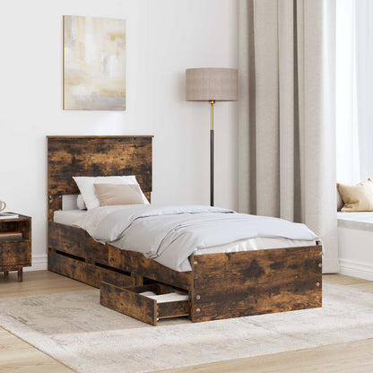 Bedframe met lade Gerookt eiken 75 x 190 cm Ingenieurshout