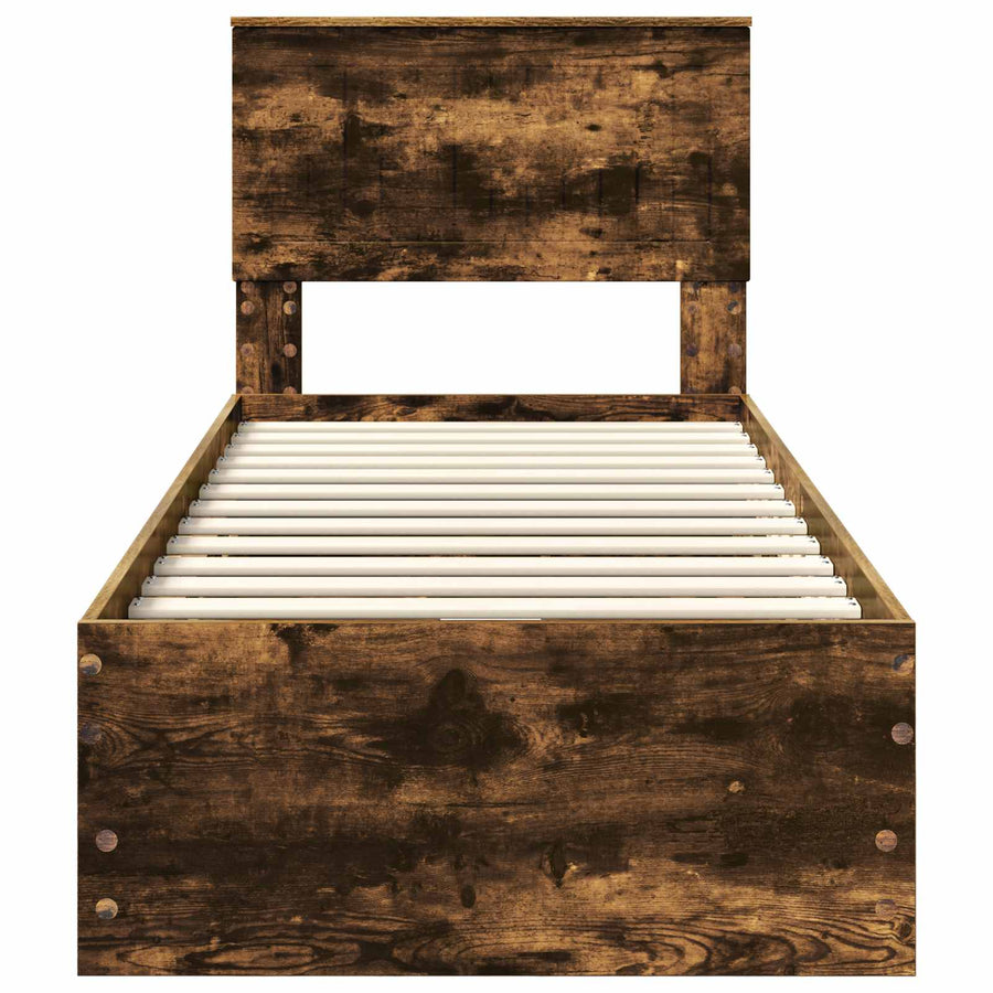 Bedframe met lade Gerookt eiken 75 x 190 cm Ingenieurshout