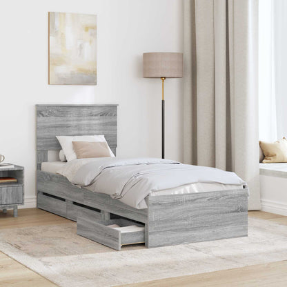 Bedframe met lade Grijs Sonoma 75 x 190 cm Ingenieurshout