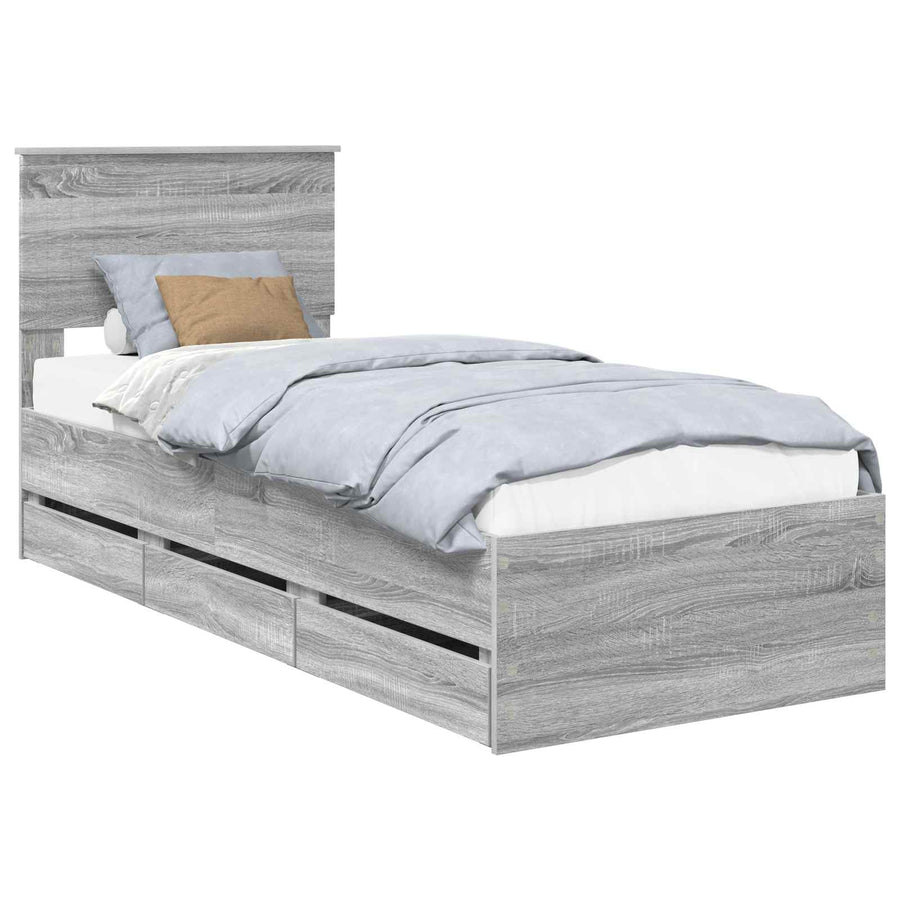 Bedframe met lade Grijs Sonoma 75 x 190 cm Ingenieurshout