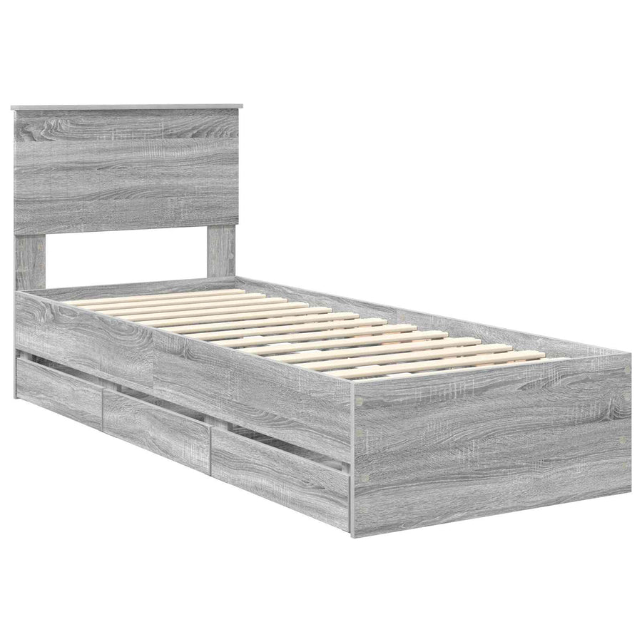 Bedframe met lade Grijs Sonoma 75 x 190 cm Ingenieurshout