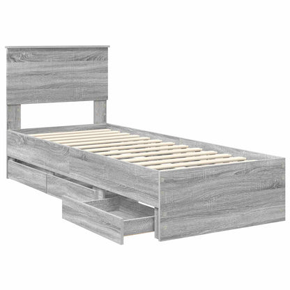 Bedframe met lade Grijs Sonoma 75 x 190 cm Ingenieurshout