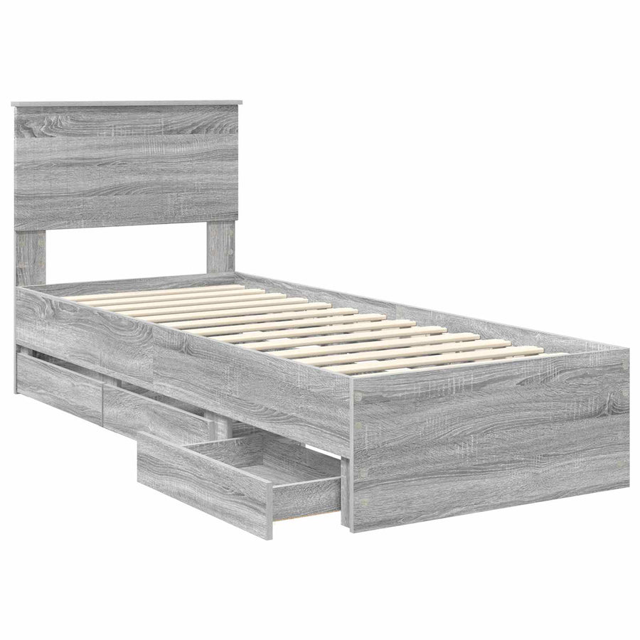 Bedframe met lade Grijs Sonoma 75 x 190 cm Ingenieurshout