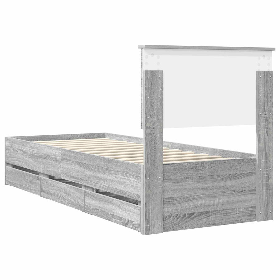 Bedframe met lade Grijs Sonoma 75 x 190 cm Ingenieurshout