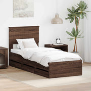 Bedframe met lade 75 x 190 cm bruin eiken