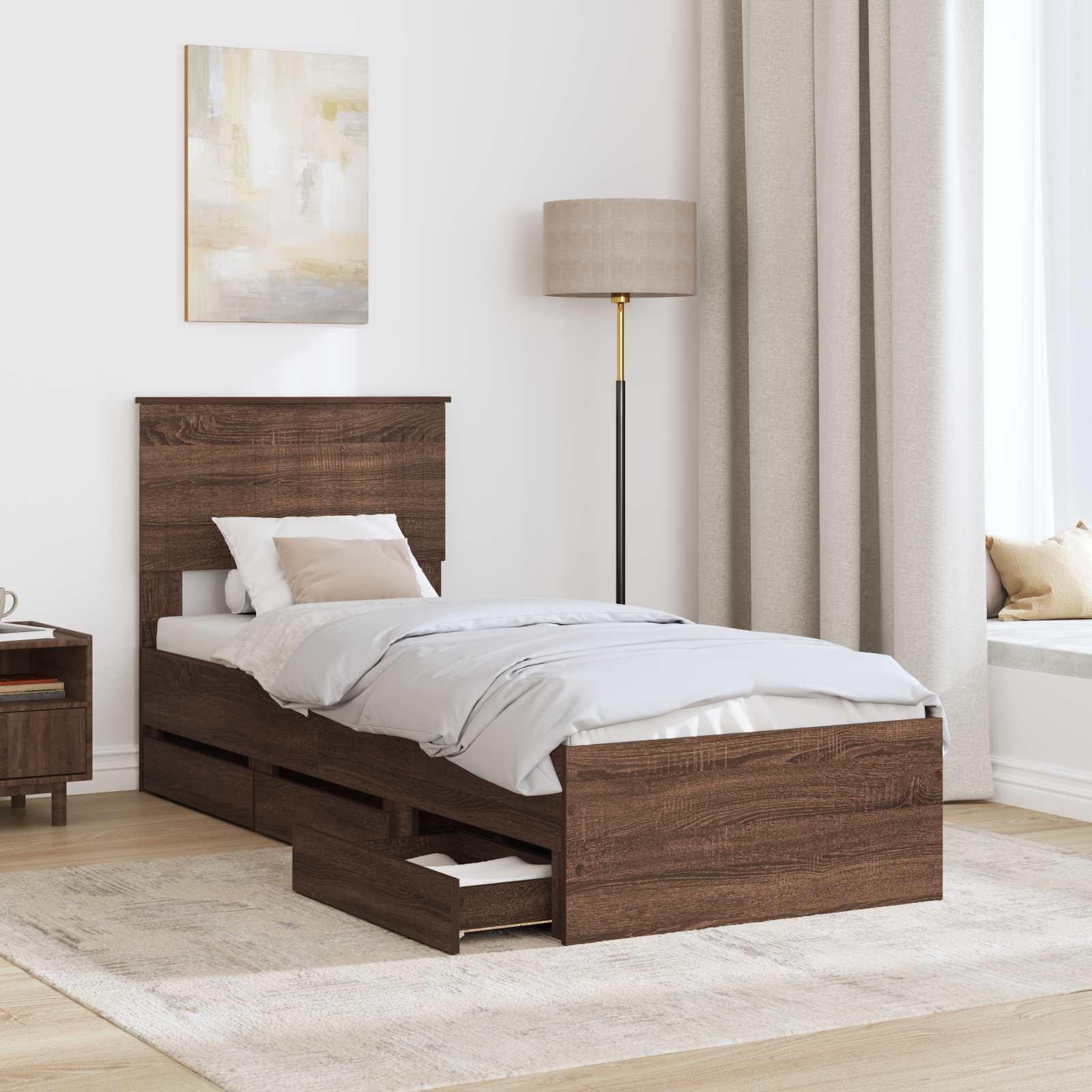 Bedframe met lade Bruin Eiken 75 x 190 cm Ingenieurshout
