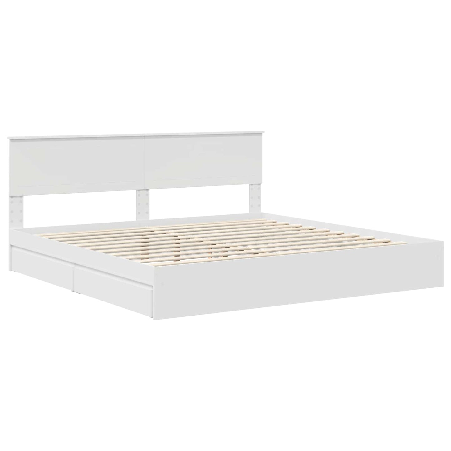 Opslag bed met hoofdeinde Wit 200 x 200 cm Bewerkt hout