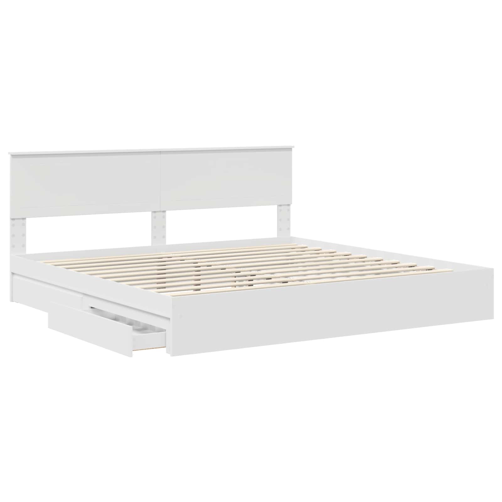 Opslag bed met hoofdeinde Wit 200 x 200 cm Bewerkt hout