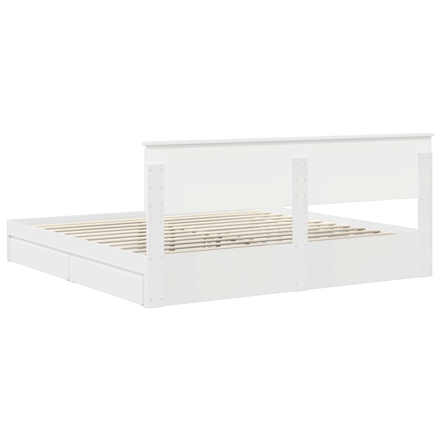 Opslag bed met hoofdeinde Wit 200 x 200 cm Bewerkt hout