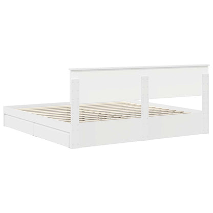 Opslag bed met hoofdeinde Wit 200 x 200 cm Bewerkt hout
