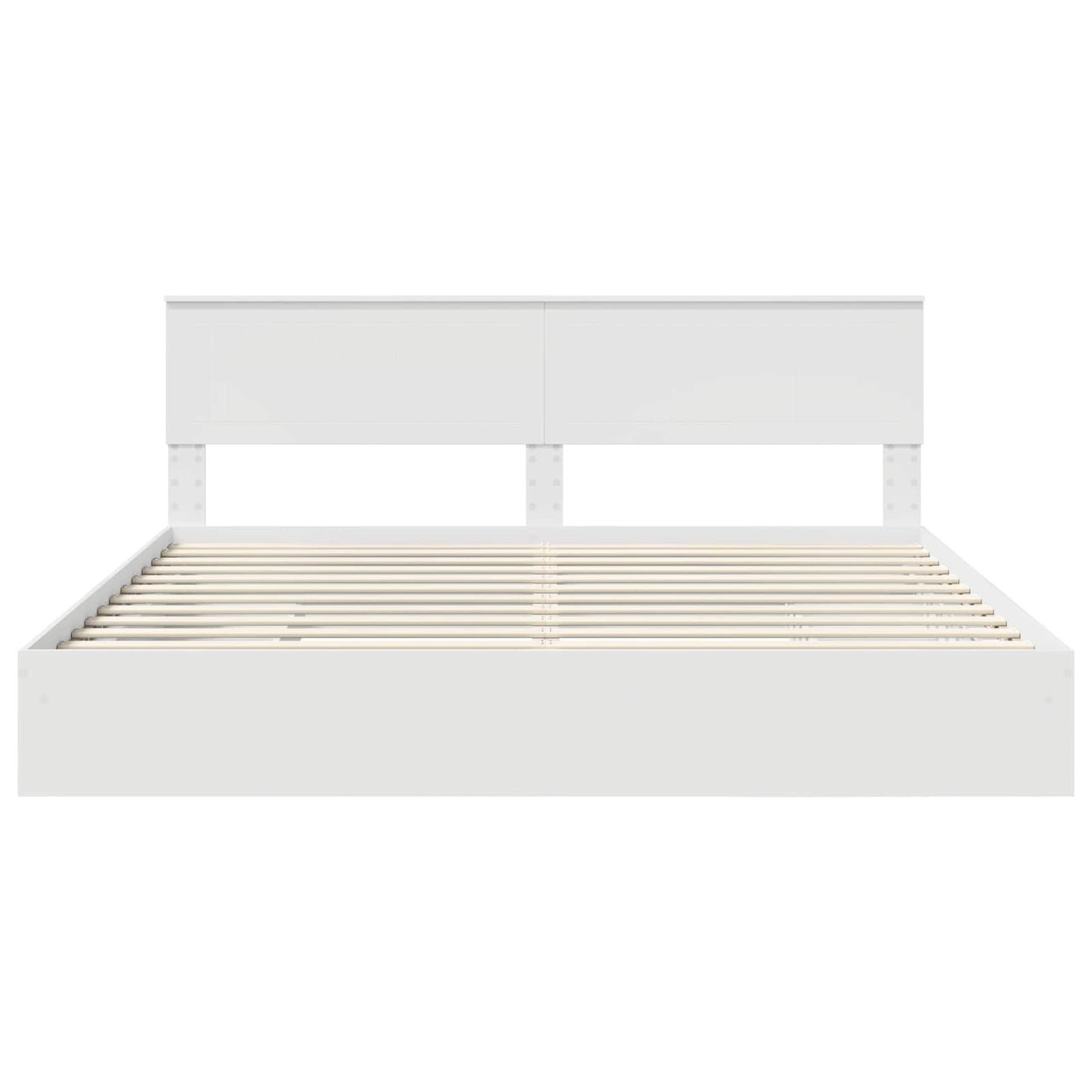 Opslag bed met hoofdeinde Wit 200 x 200 cm Bewerkt hout