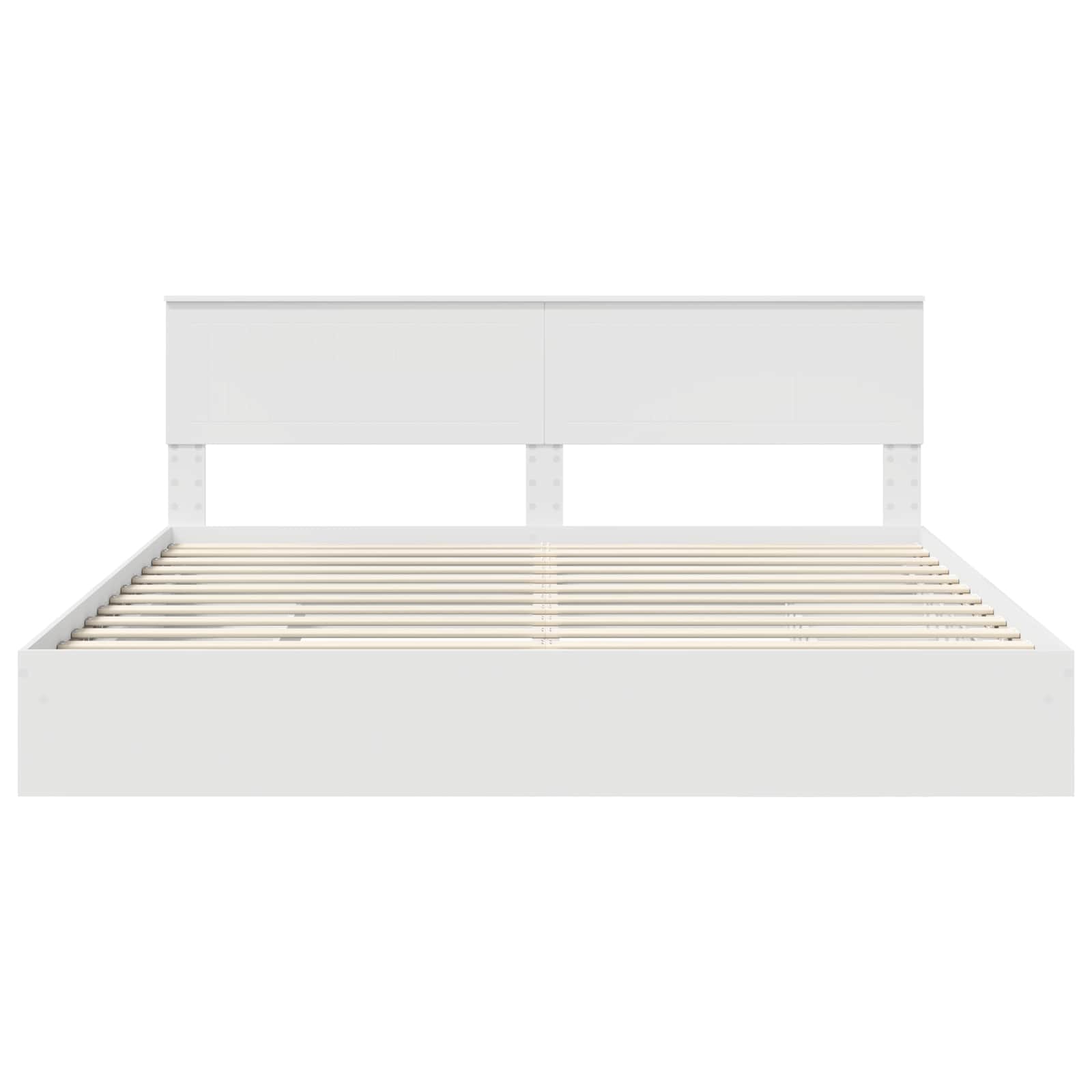 Opslag bed met hoofdeinde Wit 200 x 200 cm Bewerkt hout