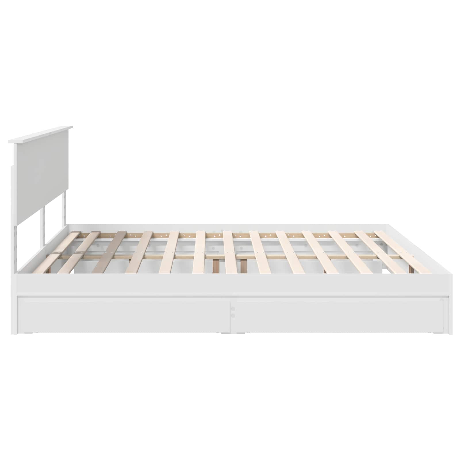 Opslag bed met hoofdeinde Wit 200 x 200 cm Bewerkt hout
