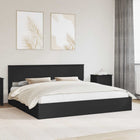 Opbergbed met hoofdeinde 200x200 cm zwart bewerkt hout