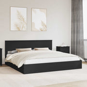 Opbergbed met hoofdeinde 200x200 cm zwart bewerkt hout