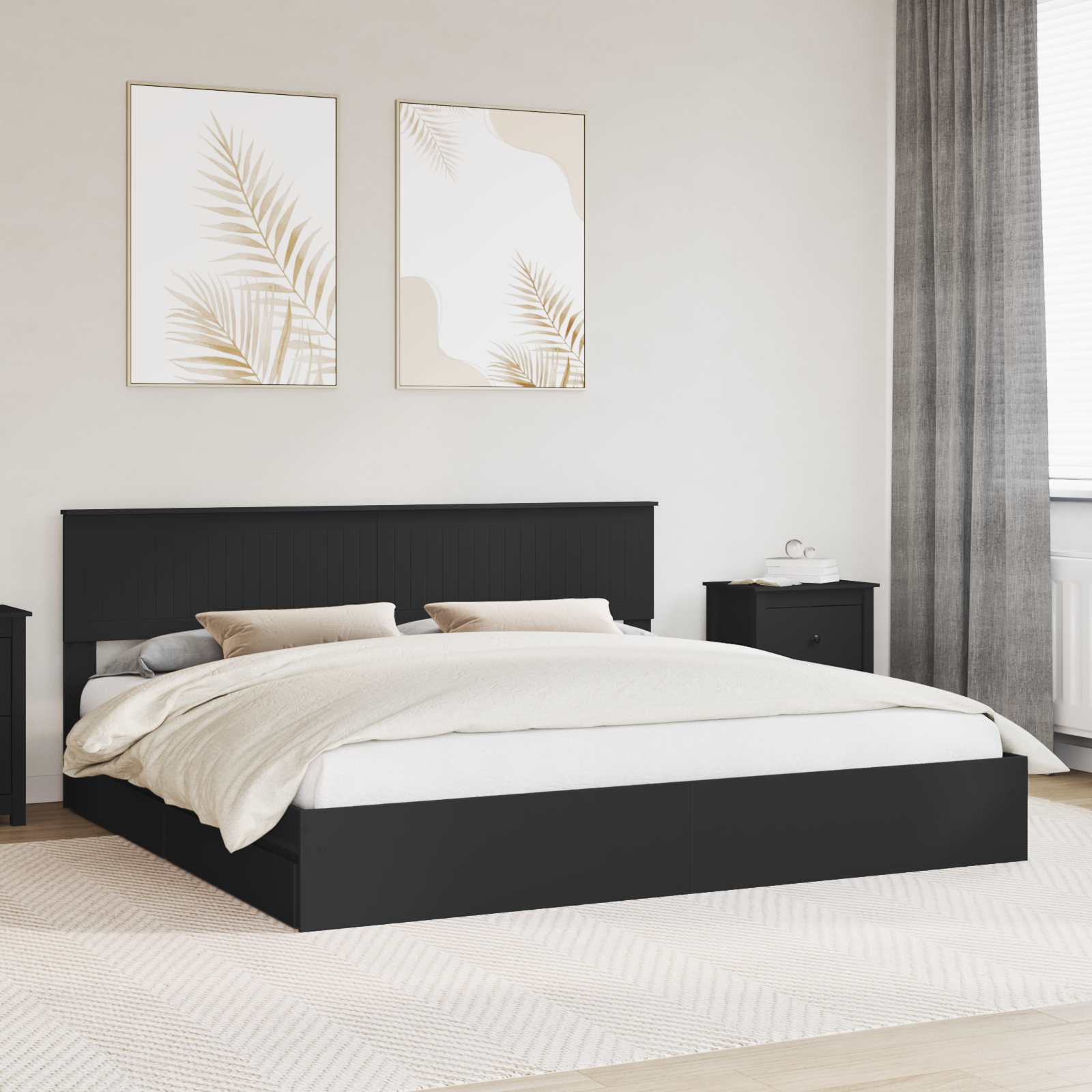 Bedframe met lade met opslag Zwart 200 x 200 cm Bewerkt hout