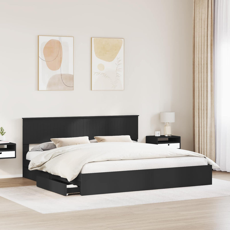 Bedframe met lade met opslag Zwart 200 x 200 cm Bewerkt hout