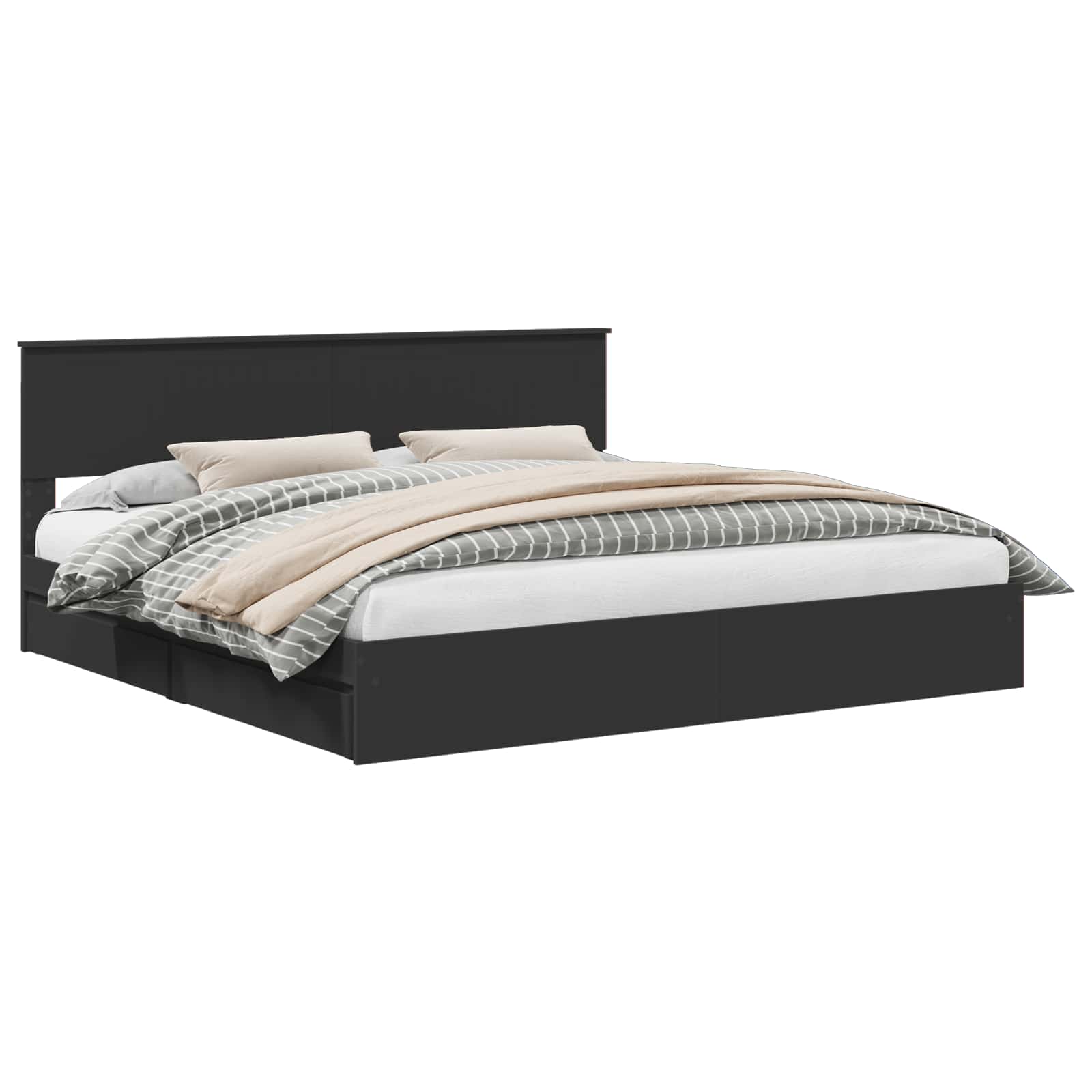 Bedframe met lade met opslag Zwart 200 x 200 cm Bewerkt hout