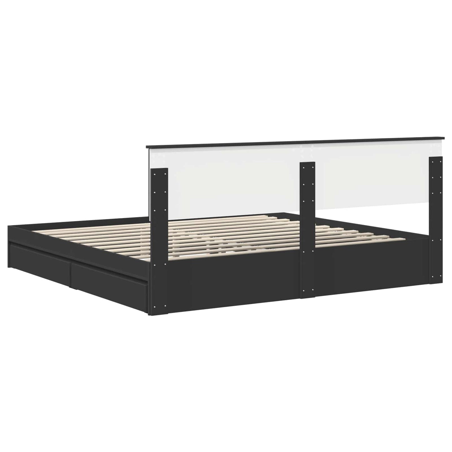 Bedframe met lade met opslag Zwart 200 x 200 cm Bewerkt hout