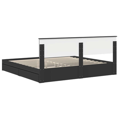 Bedframe met lade met opslag Zwart 200 x 200 cm Bewerkt hout
