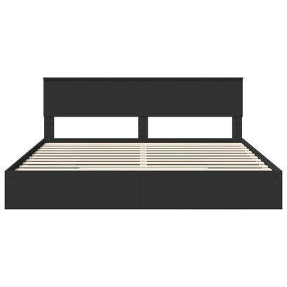 Bedframe met lade met opslag Zwart 200 x 200 cm Bewerkt hout
