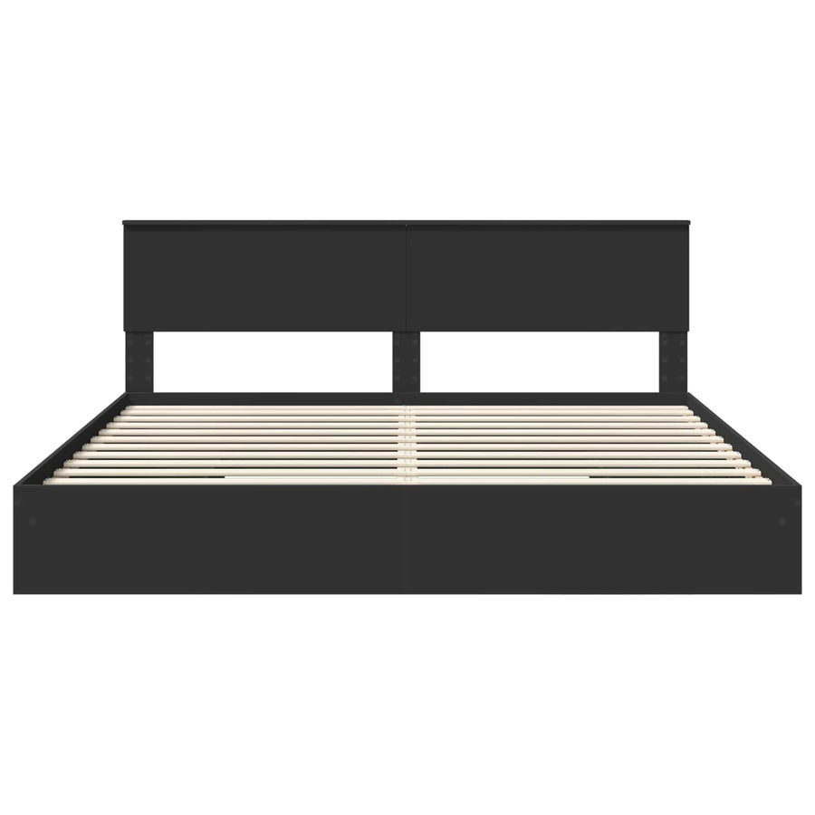 Bedframe met lade met opslag Zwart 200 x 200 cm Bewerkt hout