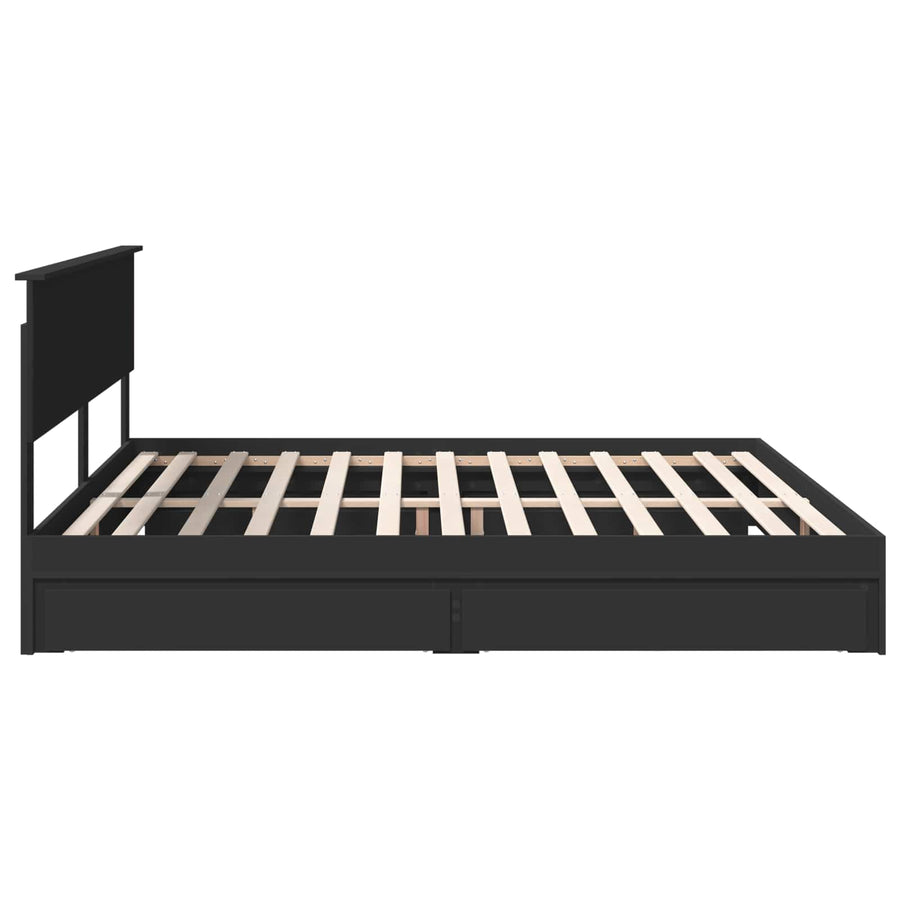 Bedframe met lade met opslag Zwart 200 x 200 cm Bewerkt hout
