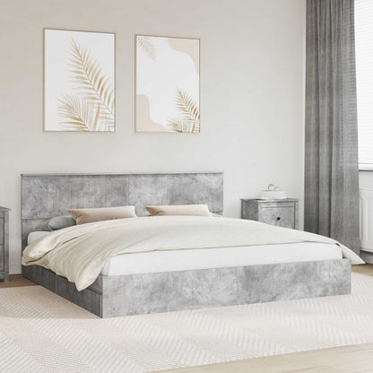 Bedframe met lade Beton Grijs 200 x 200 cm Bewerkt hout