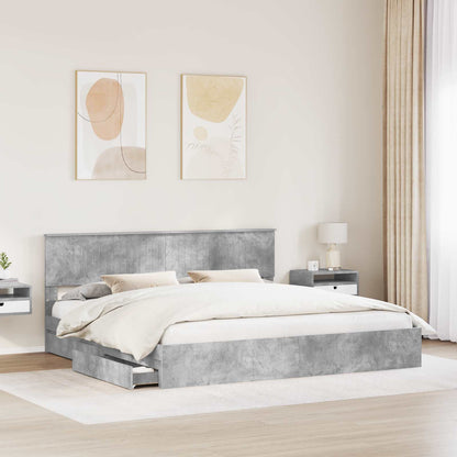 Bedframe met lade Beton Grijs 200 x 200 cm Bewerkt hout