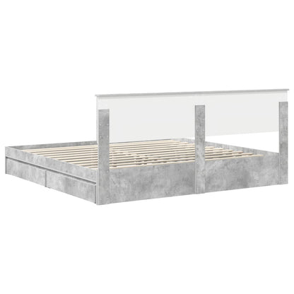 Bedframe met lade Beton Grijs 200 x 200 cm Bewerkt hout