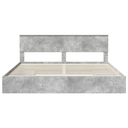 Bedframe met lade Beton Grijs 200 x 200 cm Bewerkt hout