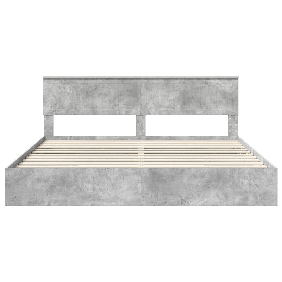 Bedframe met lade Beton Grijs 200 x 200 cm Bewerkt hout