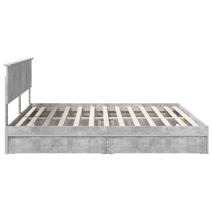 Bedframe met lade Beton Grijs 200 x 200 cm Bewerkt hout