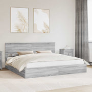 Opslagbed met lade 200x200 cm grijs bewerkt hout