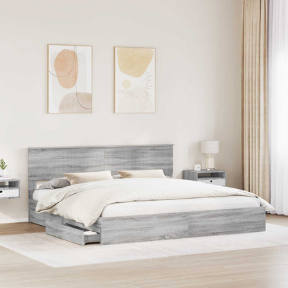 Bedframe met lade Grijs Sonoma 200 x 200 cm Bewerkt hout