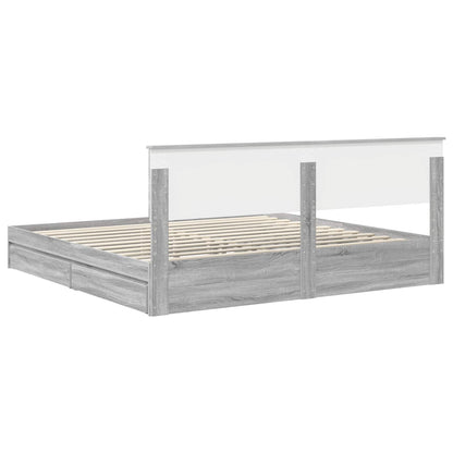 Bedframe met lade Grijs Sonoma 200 x 200 cm Bewerkt hout