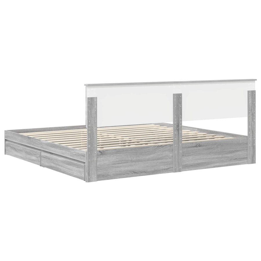 Bedframe met lade Grijs Sonoma 200 x 200 cm Bewerkt hout
