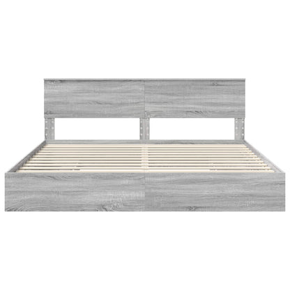 Bedframe met lade Grijs Sonoma 200 x 200 cm Bewerkt hout