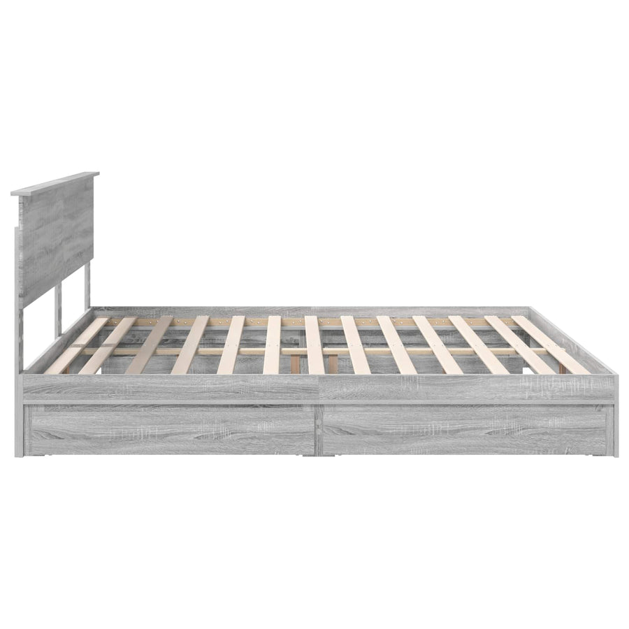 Bedframe met lade Grijs Sonoma 200 x 200 cm Bewerkt hout